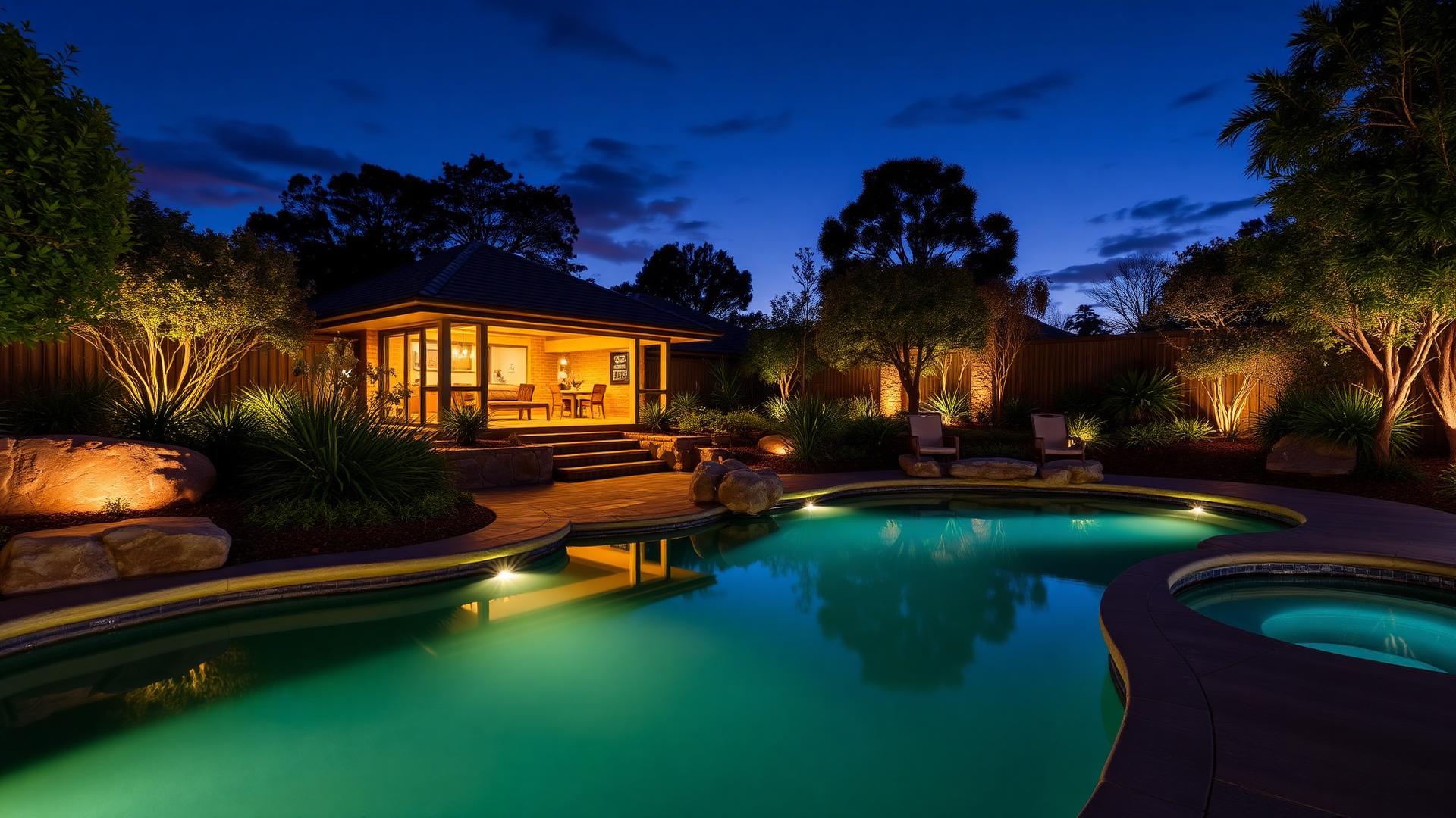 Sydney garden at twilight